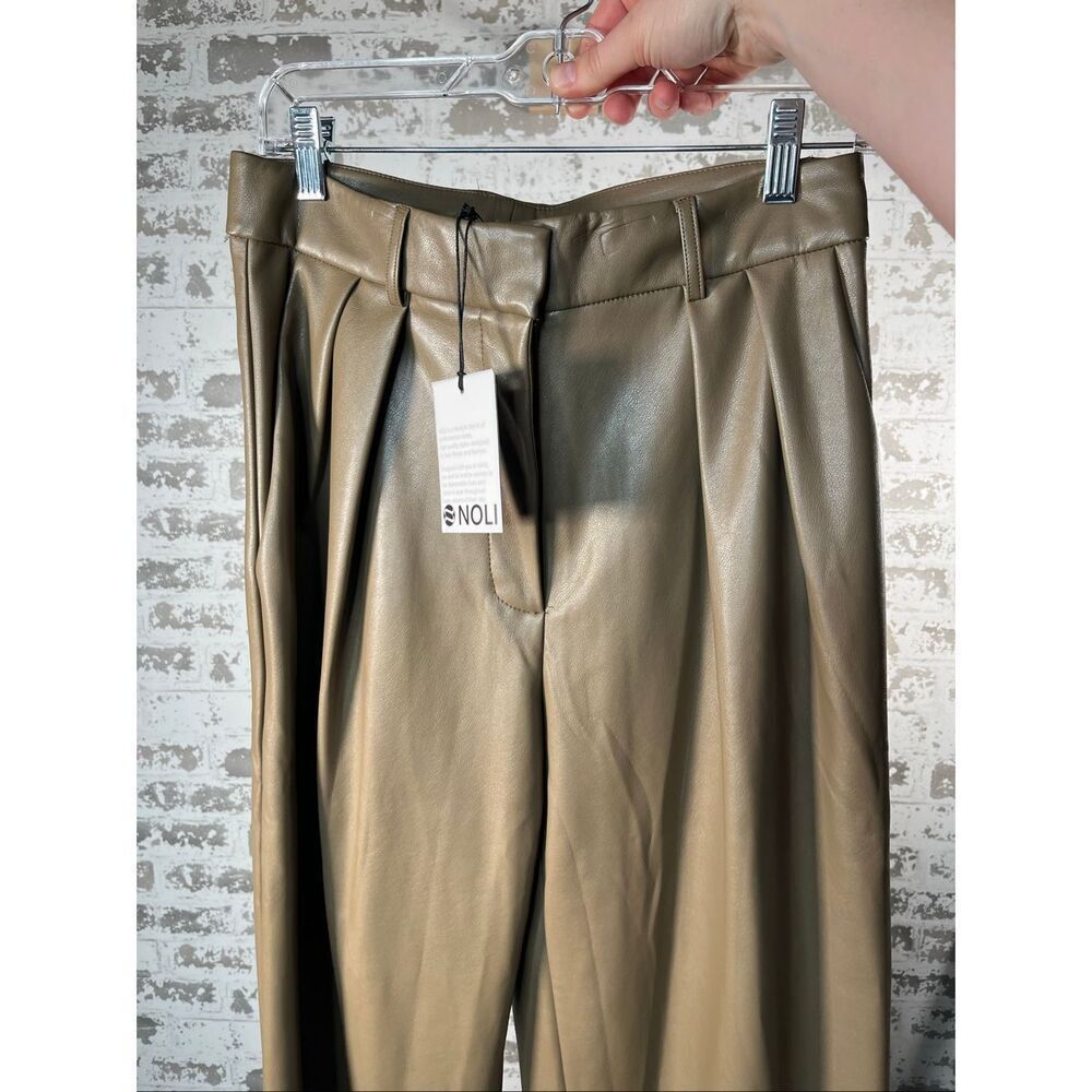 Noli | women nwt tan wide leg dress pants faux leather